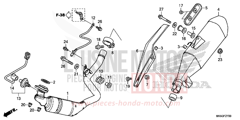 SILENCIEUX D'ECHAPPEMENT von NC750X DCT GLINT WAVE BLUE METALLIC (B197) von 2016